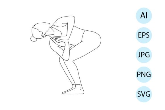 Line Art of Yoga in Chair Twist Pose