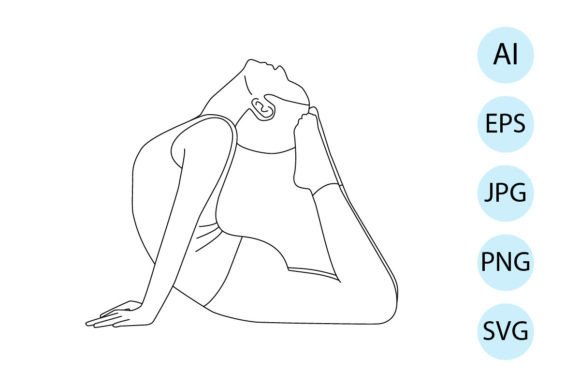 Line Art of Yoga in King Cobra Pose